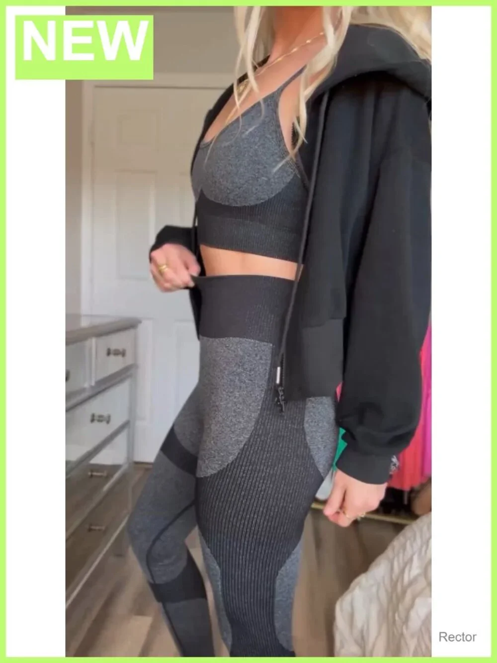 Seamless Workout Set 2 Piece Criss-Cross Sports Bra Compression Leggings